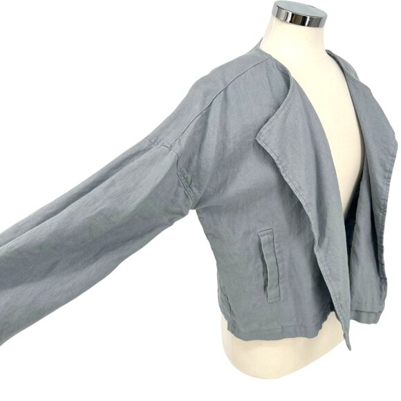 Eileen Fisher Dawn Open Front Organic Linen Jacket Blue Size XS - Picture 3 of 10